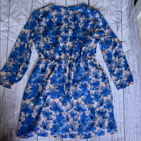 J. Crew Blue V-Neck Long Sleeve Sundress - Picture 6 of 7